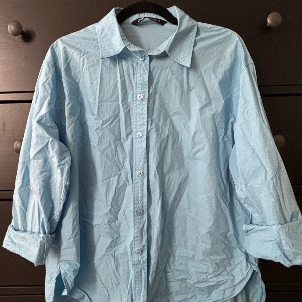Zara Sky Blue Collared Shirt